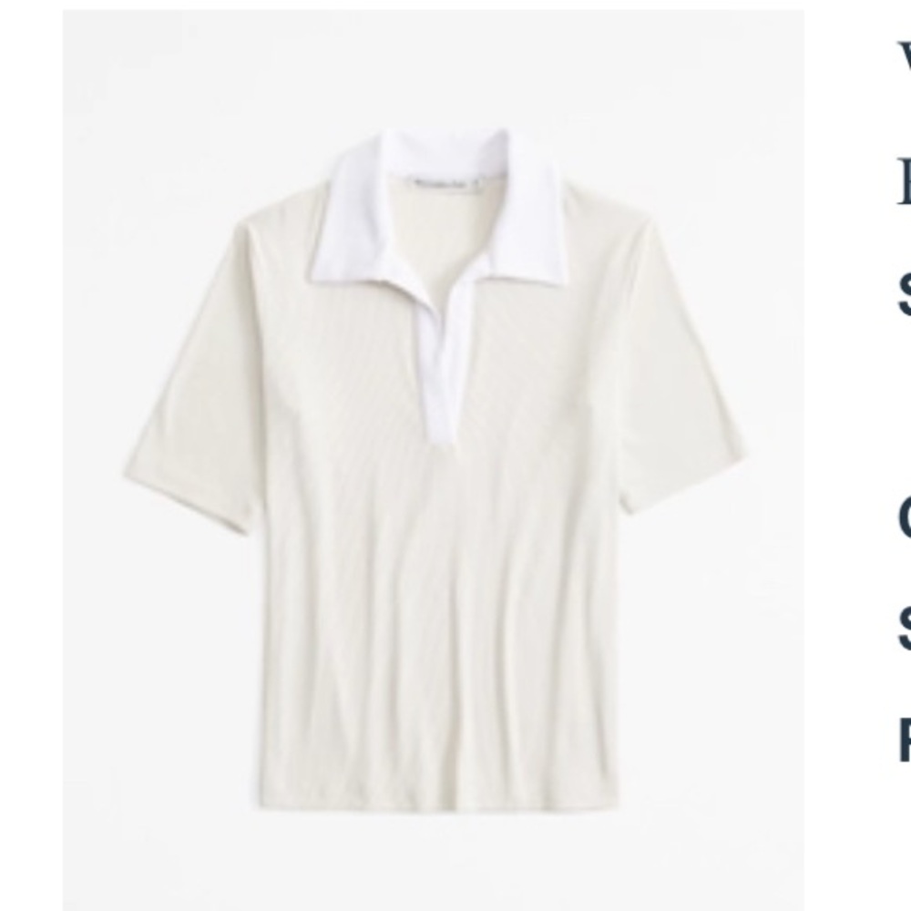 Abercrombie & Fitch Light Beige Top with White Collar